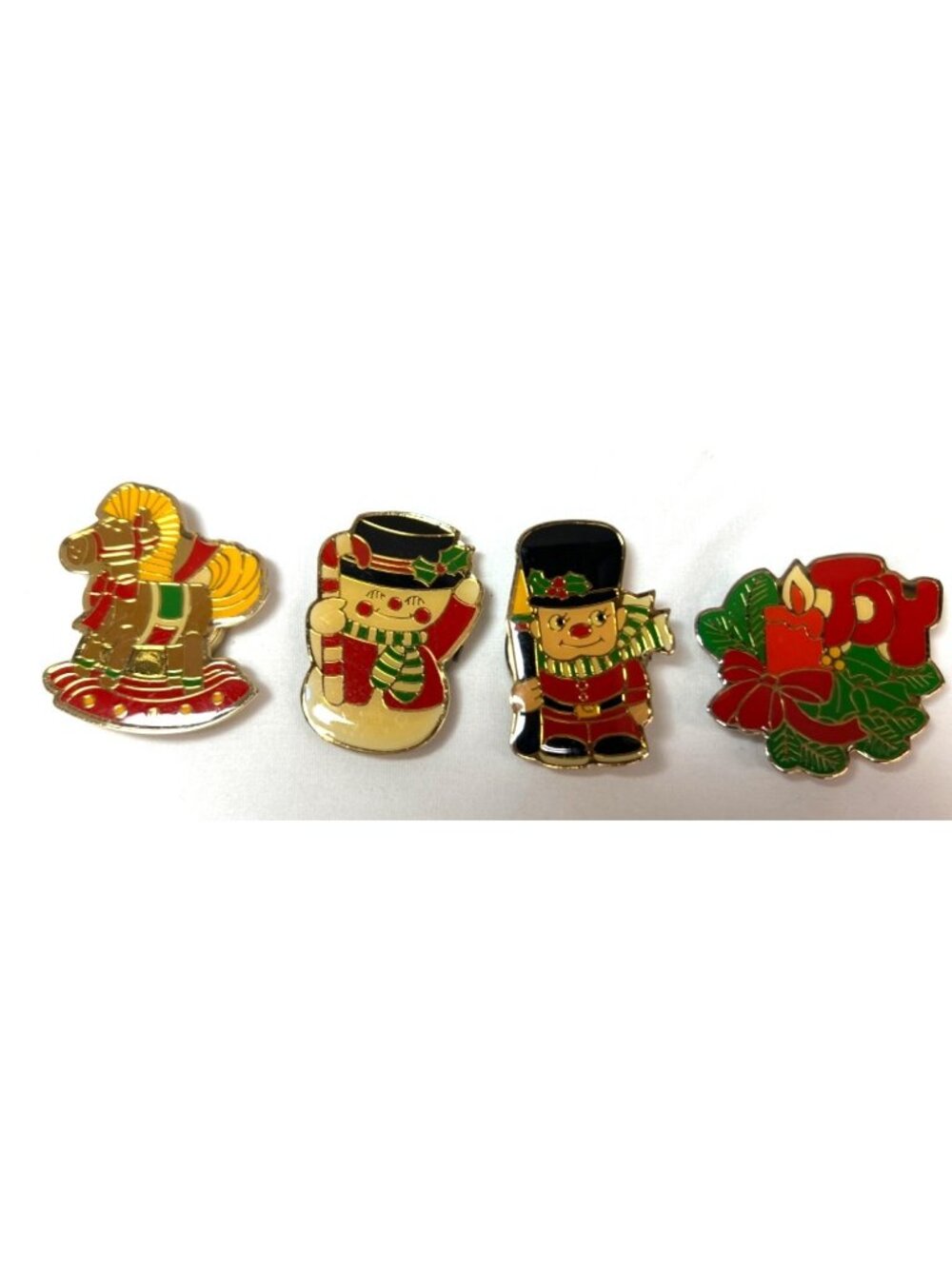 Set Of 4 Vintage Christmas Button Covers Featuring Wreath Soldier Snowman & Rock